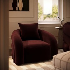 Deep Red Velvet Armchair with