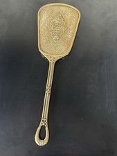 ANTIQUE VICTORIAN COLLECTABLE BEAUTIFUL HANDMADE HAND HELD BRONZE GOLDEN MIRROR