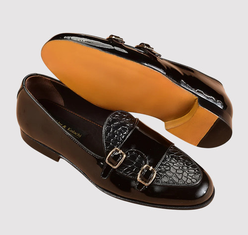Handmade black double monk - black,