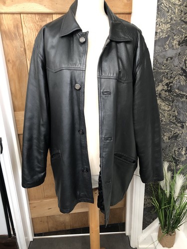 Black leather jacket coat - leather,