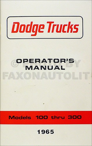 1965 dodge truck owner manual - truck,