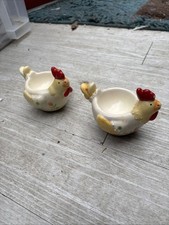 2 Unbranded Ceramic Chicken Egg Cups See Photos Hollow.