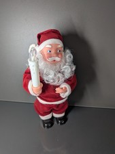 Vintage Animated Santa Claus Figure Holding A Flickering Candle Christmas Decor
