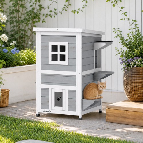 Wooden cat house - house, 2-floor