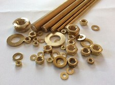 M2 M3 M4 M5 M6 M8 M10 BRASS THREADED BAR C/W 2 NUTS & WASHERS Rod Studding Studs