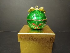 GREEN AND GOLD ENAMEL BAUBLE
