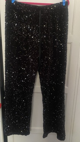 Black sequin wide leg - black, wide-leg