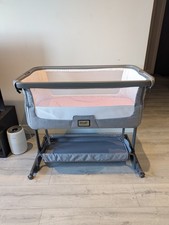 Large Adjustable and Portable Bedside crib, co sleeper - Grey