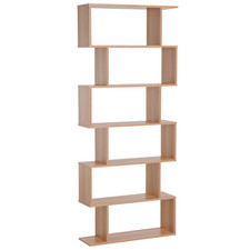 6-Tier Wooden S-Shaped Shelf Storage Unit Home Office Maple Colour