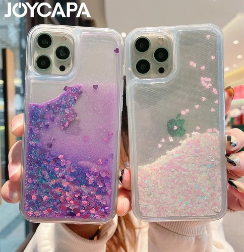 Liquid glitter heart case - heart, for