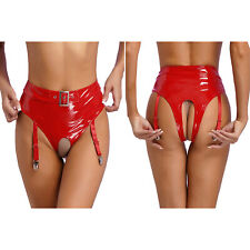 Woman PVC Leather Wet Look High Waist Hot Briefs Booty Shorts Lingerie Clubwear