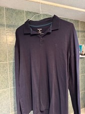 Mens Pringle Blue Long Sleeve Polo Shirt - XL