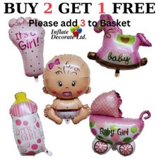 Baby Shower Foil Balloons Boy Girl Reveal Gender Large Balloon Party Celebration