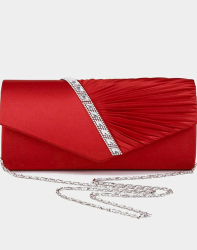 Damara red satin pleated - satin,