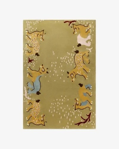 Green wool area rug - green, 8x10