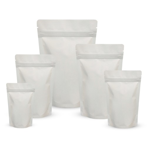 Matt white stand pouch zip - matt,