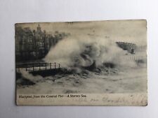PrintedPostcard, BLACKPOOL,FROM  THE CENTRAL PIER-A STORMY SEA,EARLY  CARD,1904