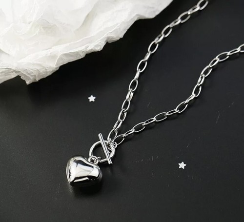 Silver heart pendant - heart, toggle