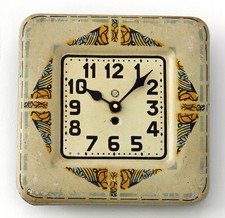 Vintage 31cm Manufrance Wall Clock - Metal French Tin Art Deco Antique Toleware