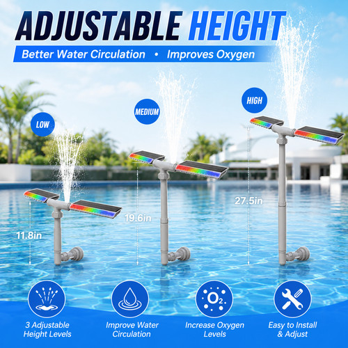 Floating solar pool fountain - pool,