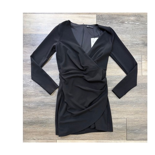 Zara black mini dress ruched - dress,