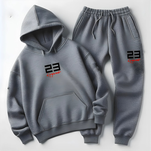 Men gray fleece tracksuit - gray,