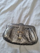 Vintage Lotus Clutch - Metallic Sage Green