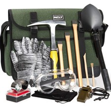 INCLY 15 PCS Geology Rock Pick Hammer Kit 32oz Hammer & 3 PCS Digging Chisels...