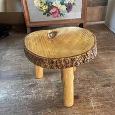 Small Handmade Wooden Tripod Stool. Display Stand. Milking Stool