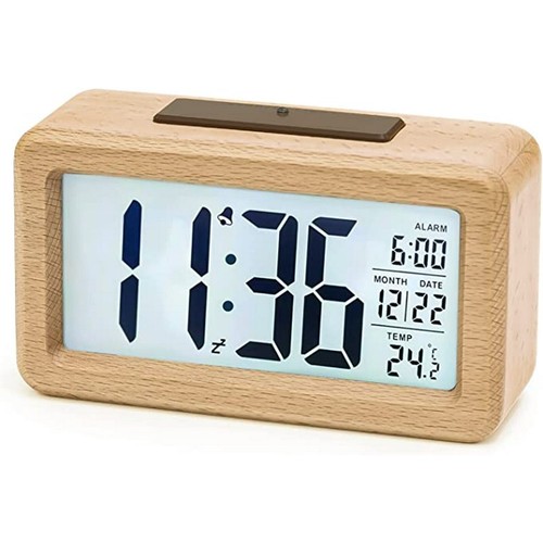 Digital alarm clock wooden - digital,