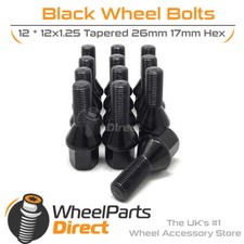 Wheel Bolts (12) for Peugeot 106 (3 Stud) [Mk1] 91-96 on Aftermarket Wheels