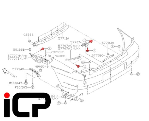 Rear bumper bracket bolts - 5x,