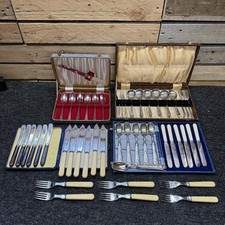 Job Lot Boxed Vintage Cutlery Mixed Lot With Cases & Extras Bundle