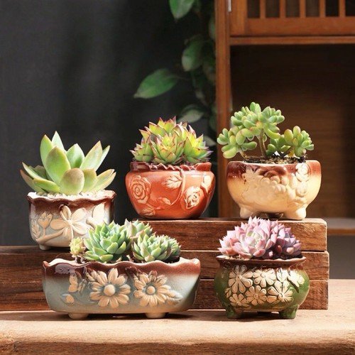 5pcs flower pot ceramic - 5pcs,
