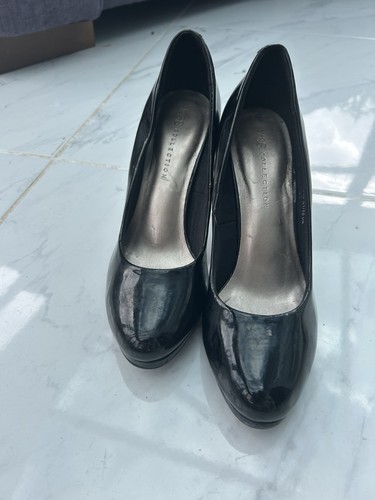 Black patent court shoes - black,