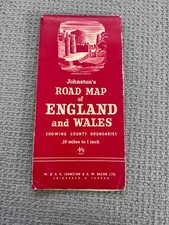 Vintage Johnstone’s Road Map Of England & Wales. 10 Miles To 1 Inch.  1964 