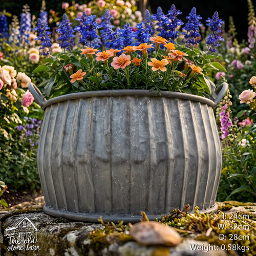 Dolly tub planter - planter, metal