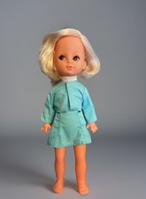 Vintage 1970s Blonde Doll , Original Two Piece Outfit . 10.5” Tall. VGC