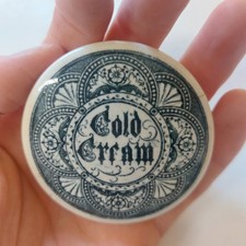 Antique 1890 Old Gothic Style Cold Cream Pictorial Pot Lid Chemist Medical Pot