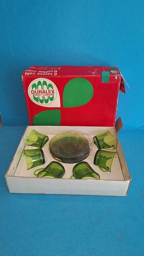 Vintage green glass - duralex, 6