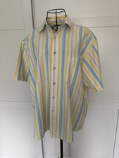 Van Heusen Men's Short Sleeved Shirt In Yellow Stripe Size Large