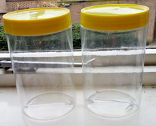  2 x 2000ml Used Plastic Cookie Jar Storage Canister Pot Container Food craft