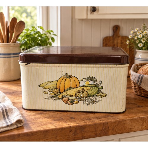 Vintage metal bread box - vintage,
