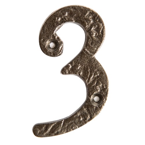 Rustic iron numeral - iron, 3