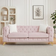 Pink 82" Velvet Three Seater