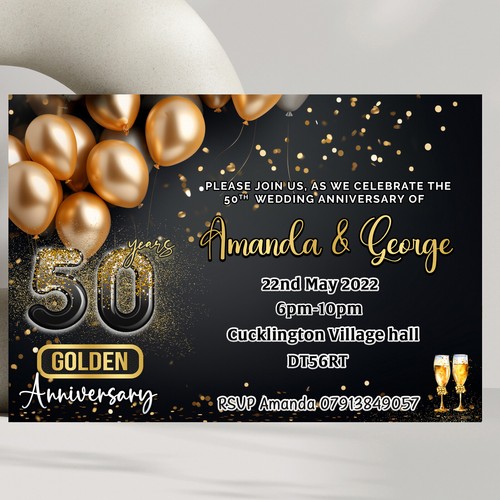 Personalised golden 50th - personalised,