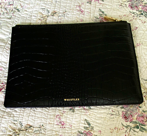 Whistles black croc embossed - black, croc-embossed