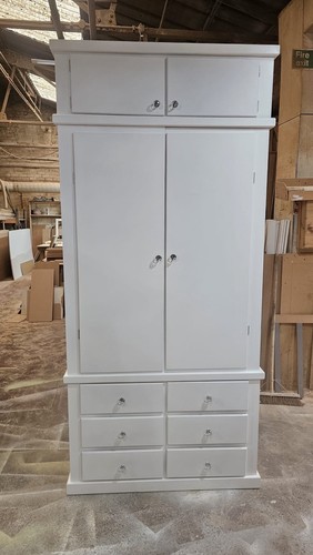 White drawer double wardrobe - white,
