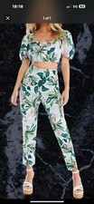 BNWOT Quiz Tropical Print Cropped Top & Trouser Set 