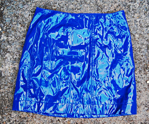 Monki blue vinyl mini skirt - monki,